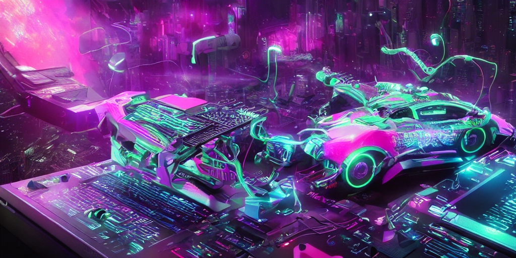DJ PVMA neon car dj tech